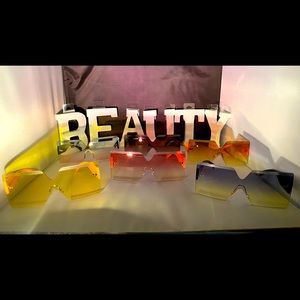 Oversized Square Sunglasses Rimless Frame Candy Color Glasses for Women